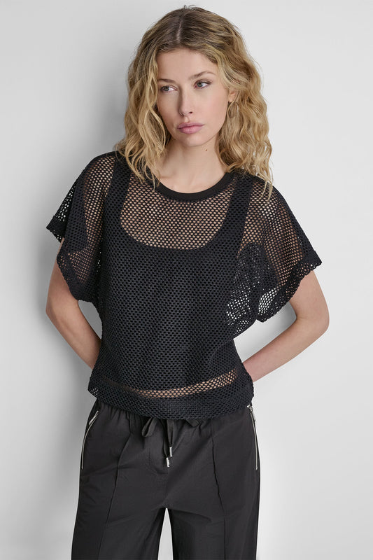 MESH LOGO TEE - White | DKNY