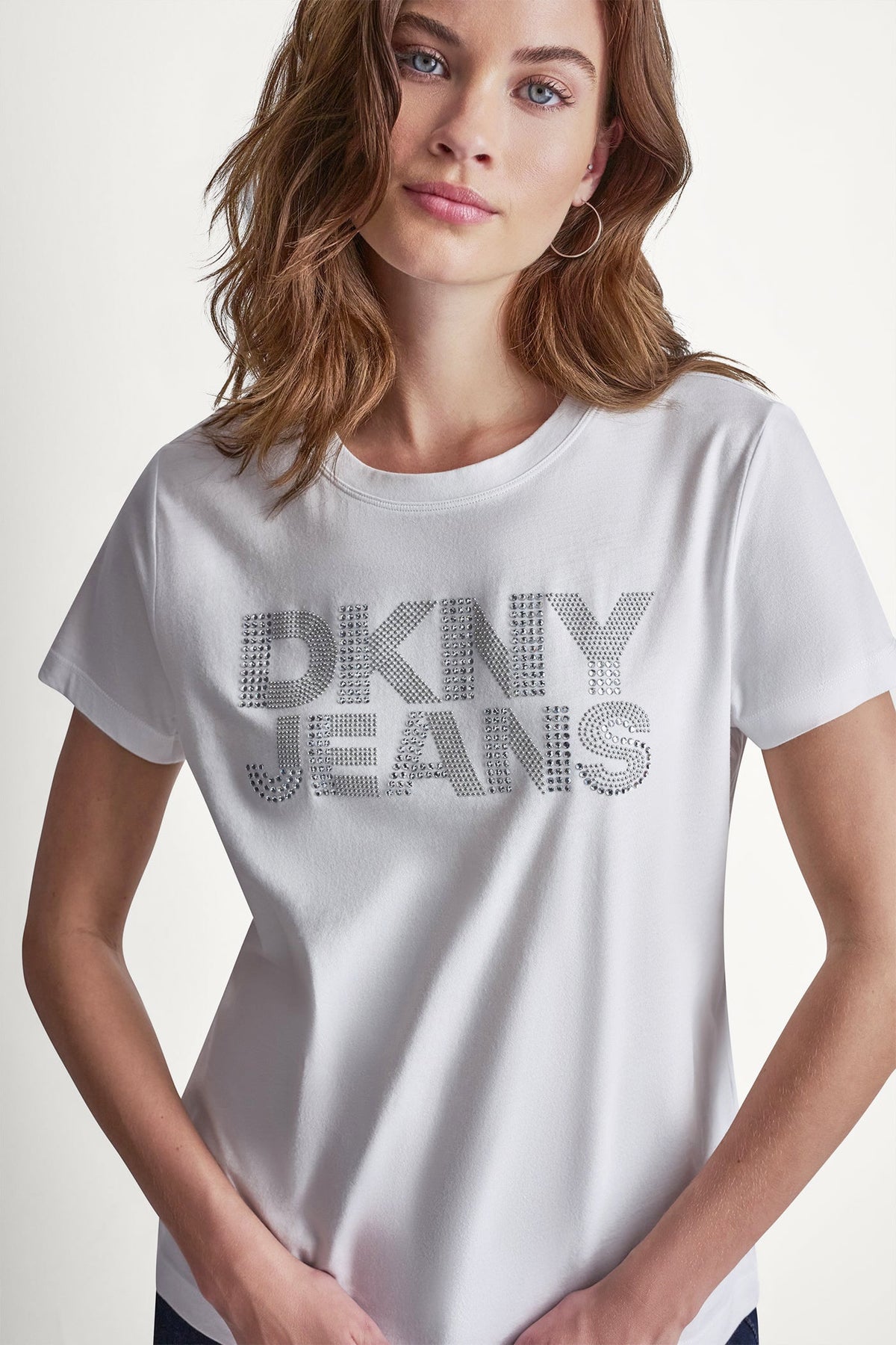 DKNY JEANS STACKED RHINESTONE DOME TEE - Black | DKNY