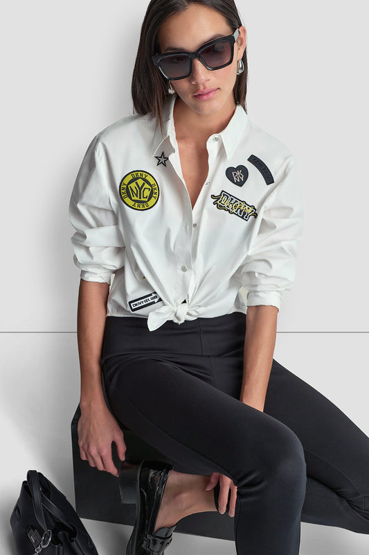 1989 LOGO PINS AND PATCHES SHIRT - White | DKNY