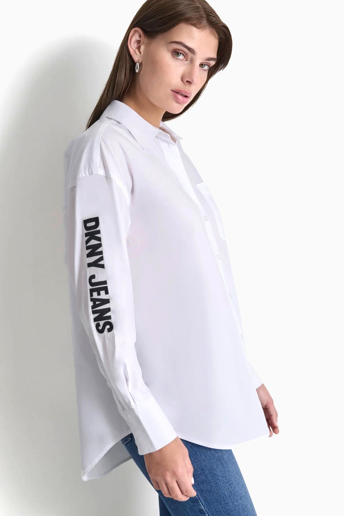 POPLIN BUTTON DOWN - White | DKNY