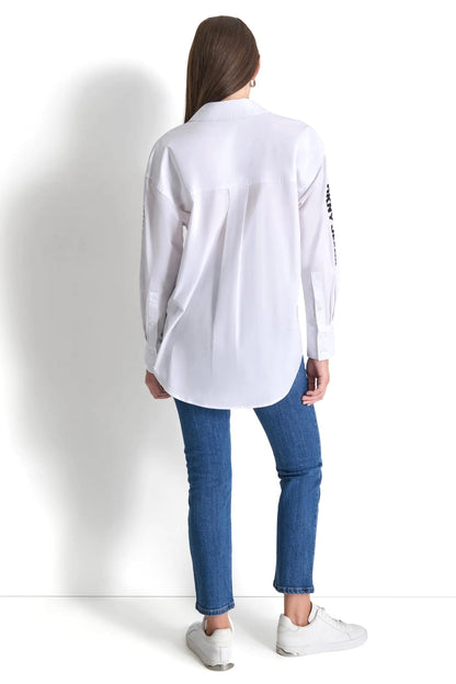 POPLIN BUTTON DOWN - White | DKNY