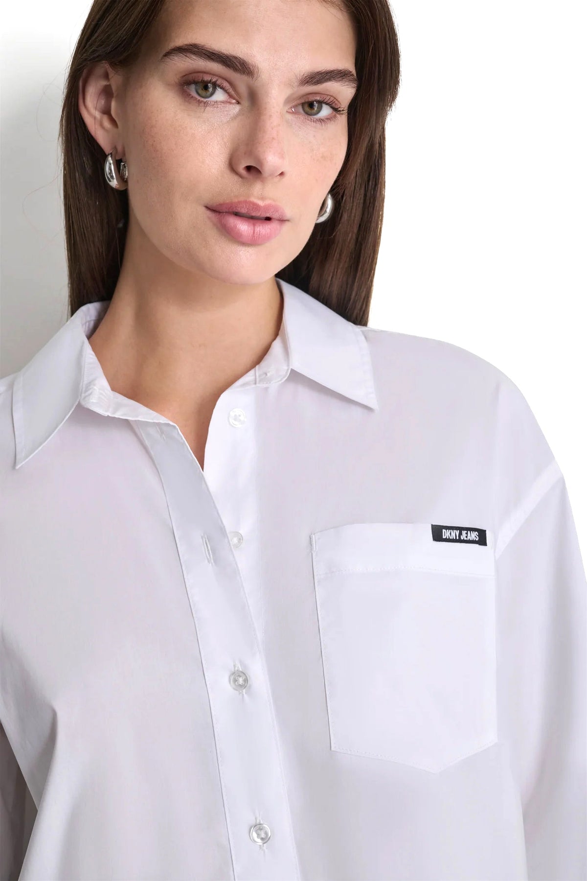 POPLIN BUTTON DOWN - White | DKNY