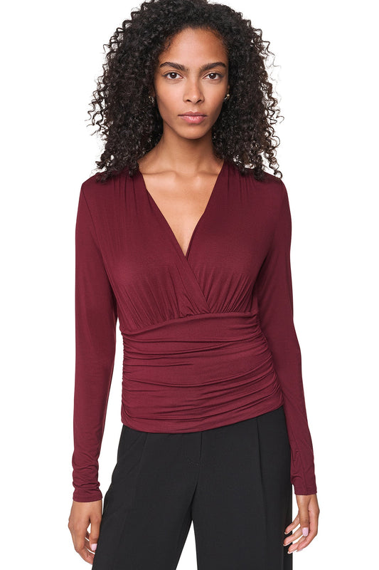 V-NECK BLOUSE - Cabernet | DKNY