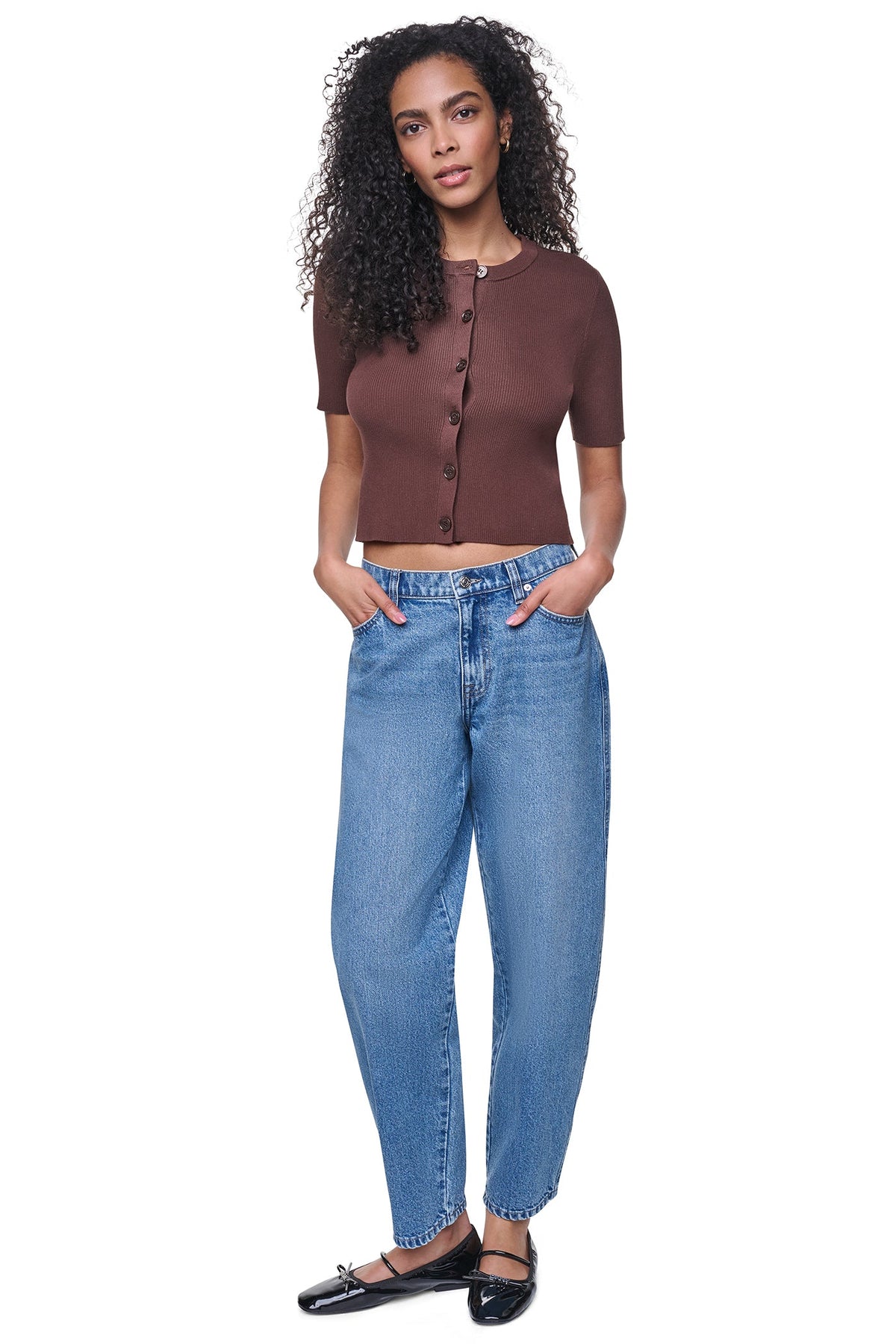 LOGO BUTTON CARDIGAN - Cabernet | DKNY