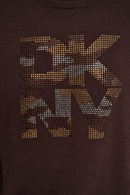 CAMO RHINESTONE LOGO SWEATER - Utility Green | DKNY