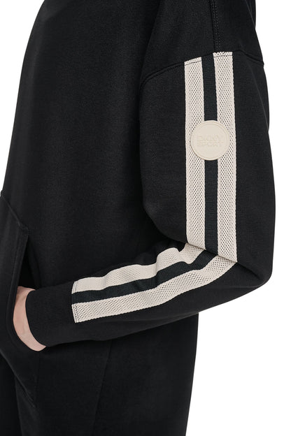 STRIPED MINI HOODIE DRESS - Black | DKNY