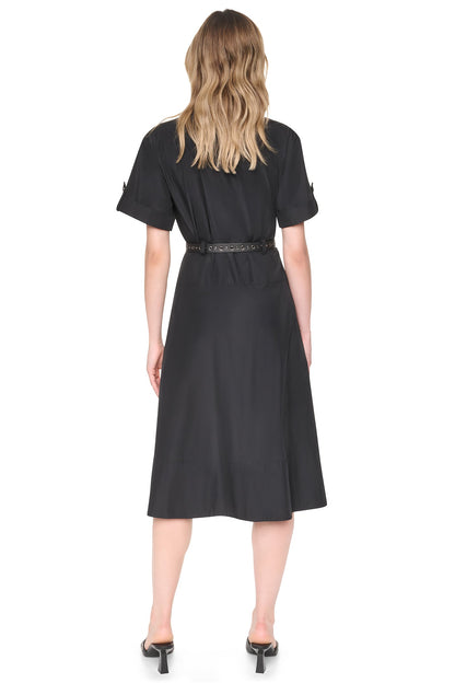 MEMORY TAFFETA ZIP FRONT DRESS - Black | DKNY