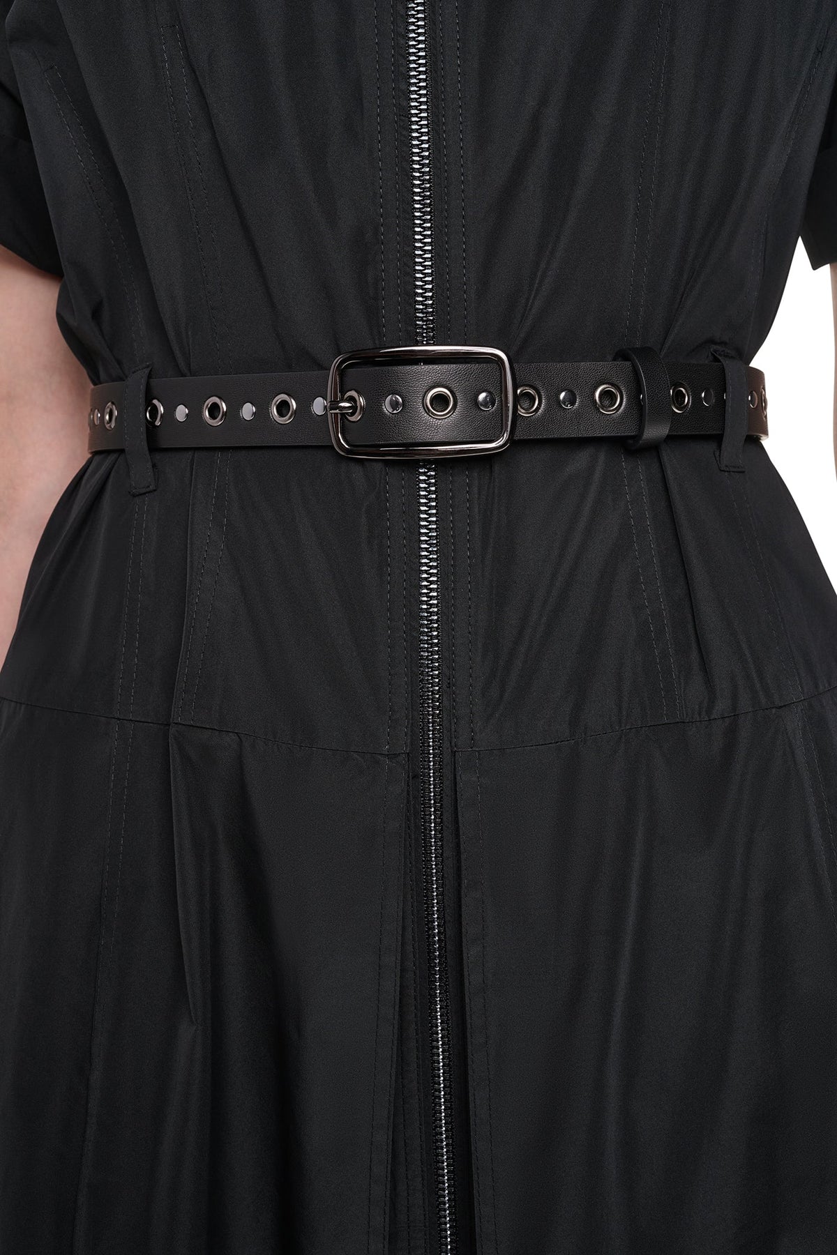 MEMORY TAFFETA ZIP FRONT DRESS - Black | DKNY