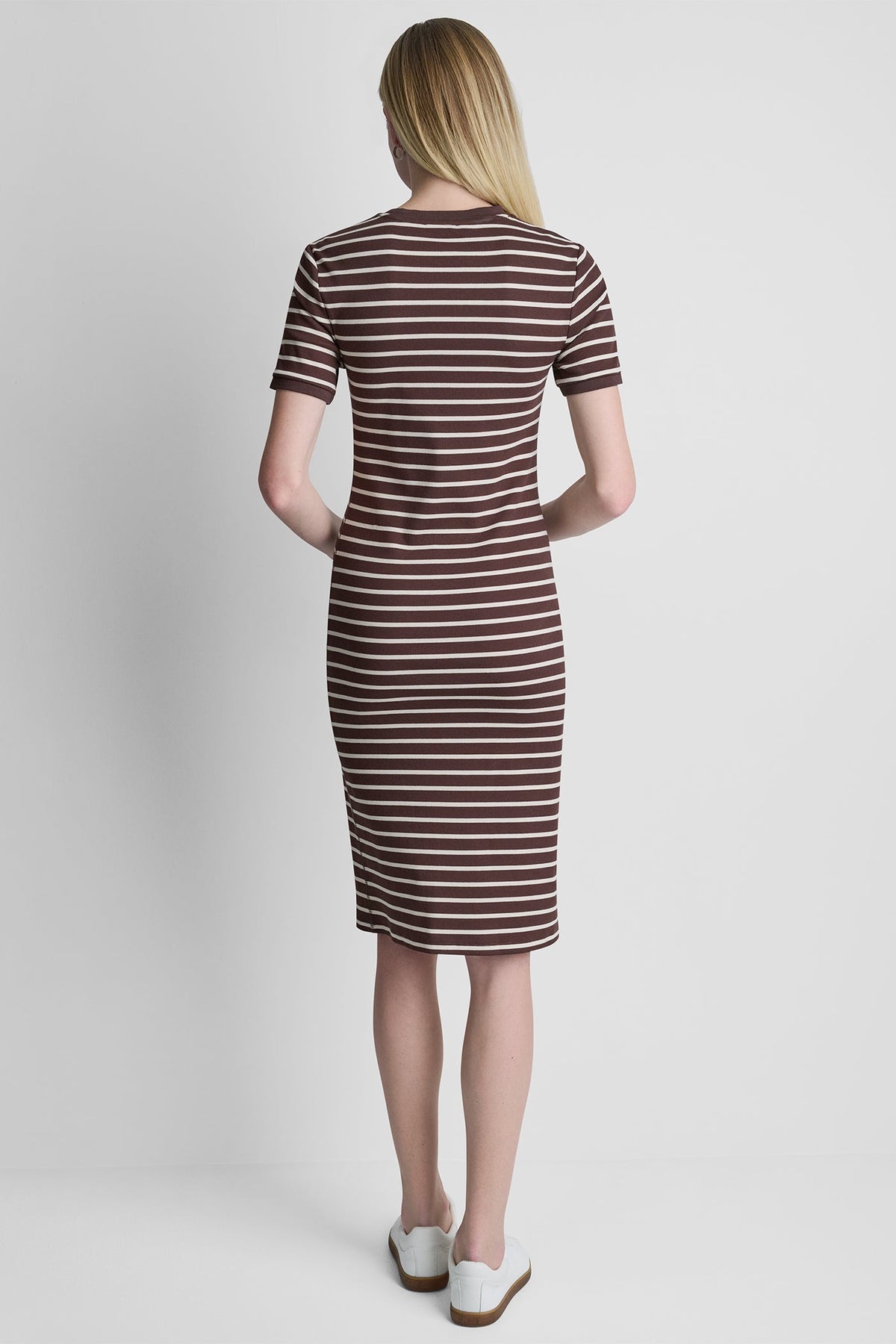 STRIPE MIDI SHEATH DRESS - Java/Whitecap | DKNY