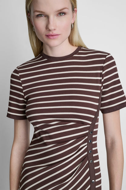 STRIPE MIDI SHEATH DRESS - Java/Whitecap | DKNY