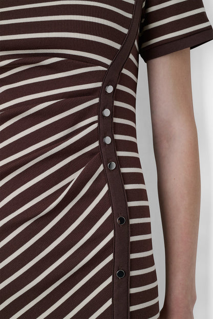 STRIPE MIDI SHEATH DRESS - Java/Whitecap | DKNY