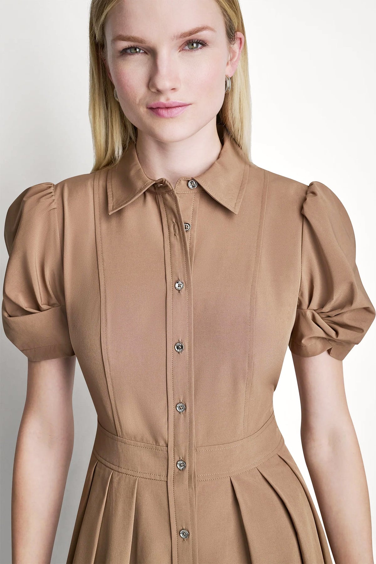 MEMORY TAFFETA MIDI SHIRT DRESS - Black | DKNY