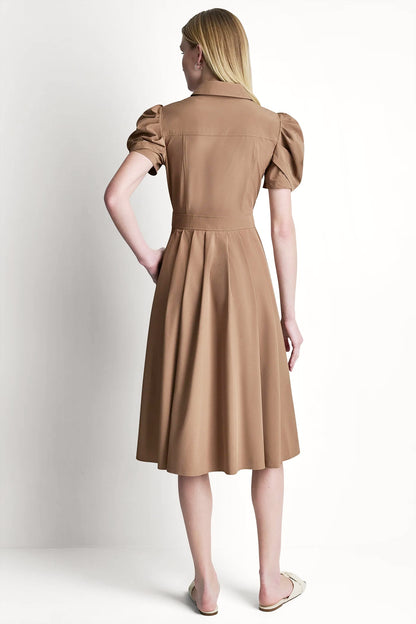 MEMORY TAFFETA MIDI SHIRT DRESS - Black | DKNY