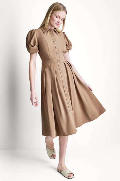 MEMORY TAFFETA MIDI SHIRT DRESS - Black | DKNY