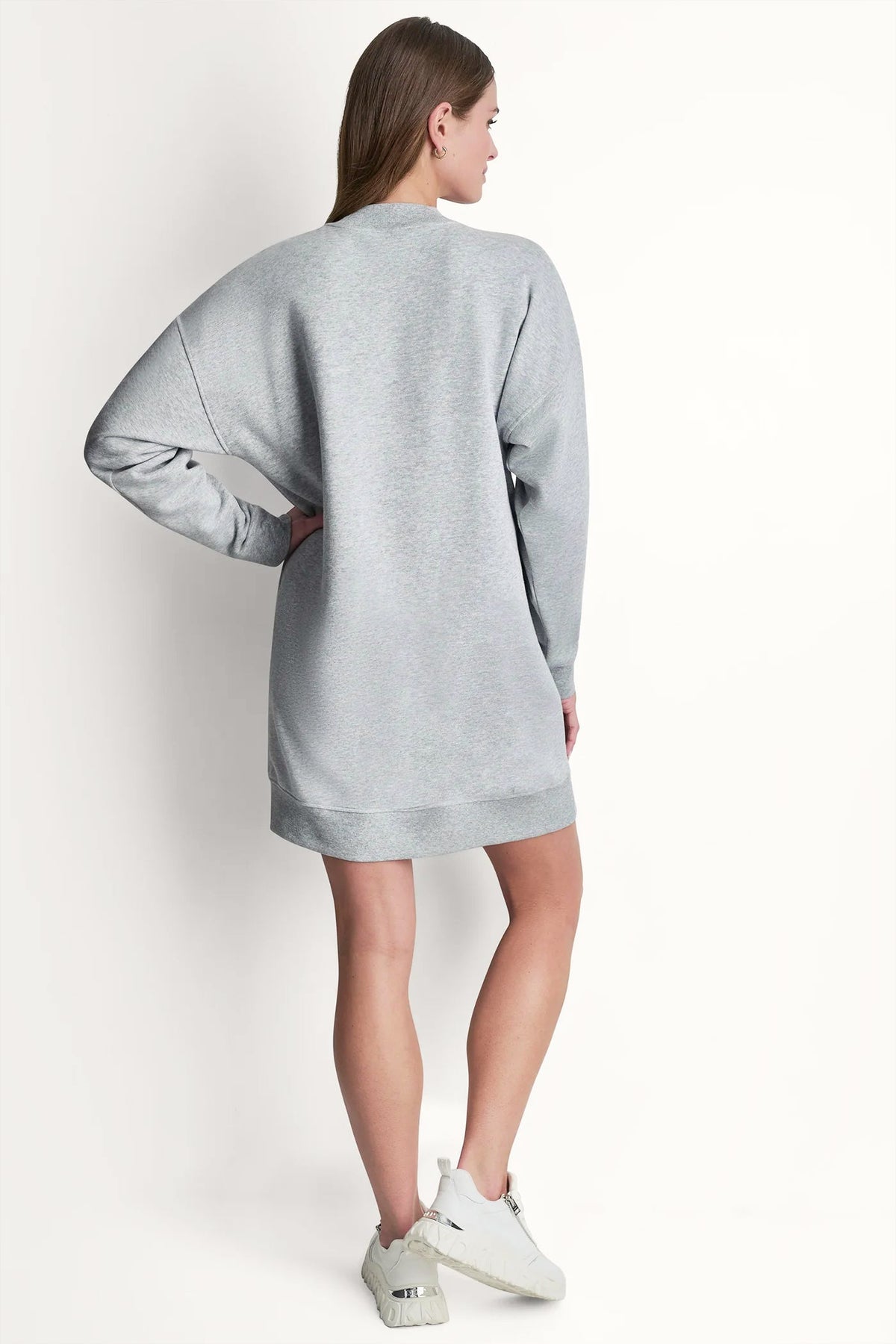 CAMPUS PATCH LONG SLEEVE SNEAKER DRESS - Eggnog | DKNY