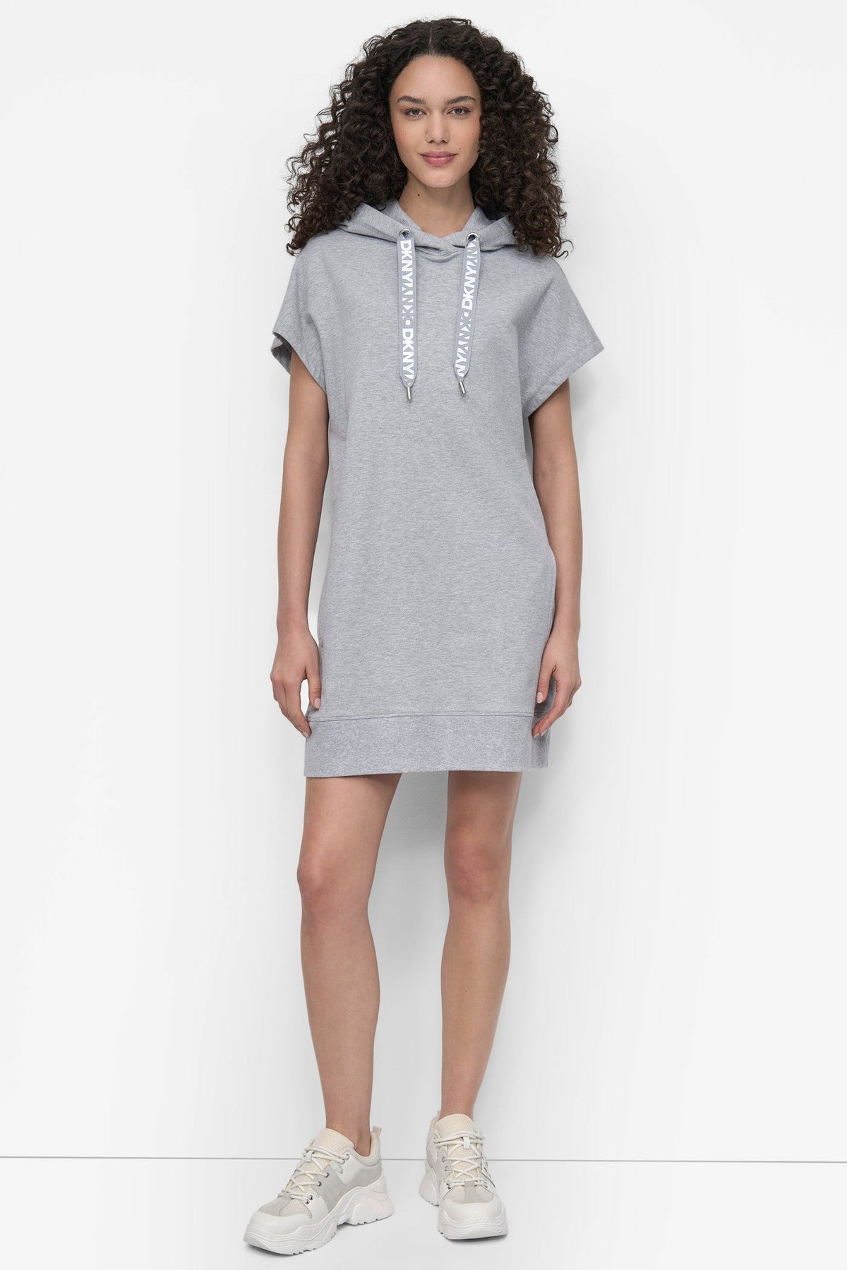 TWO TONE LOGO DRAWCORD SNEAKER DRESS - Black | DKNY
