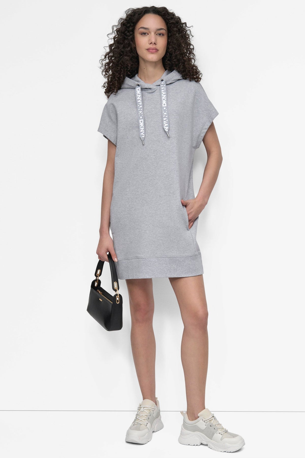 TWO TONE LOGO DRAWCORD SNEAKER DRESS - Black | DKNY