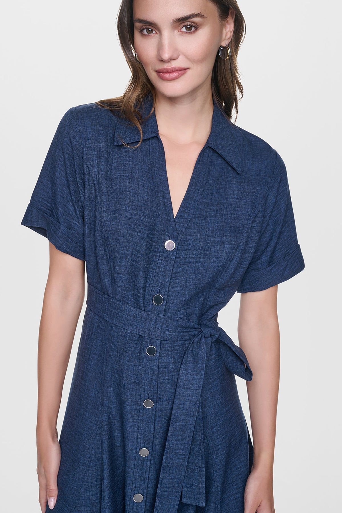 MIDI A-LINE SHIRT DRESS - Indigo | DKNY