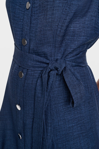 MIDI A-LINE SHIRT DRESS - Indigo | DKNY