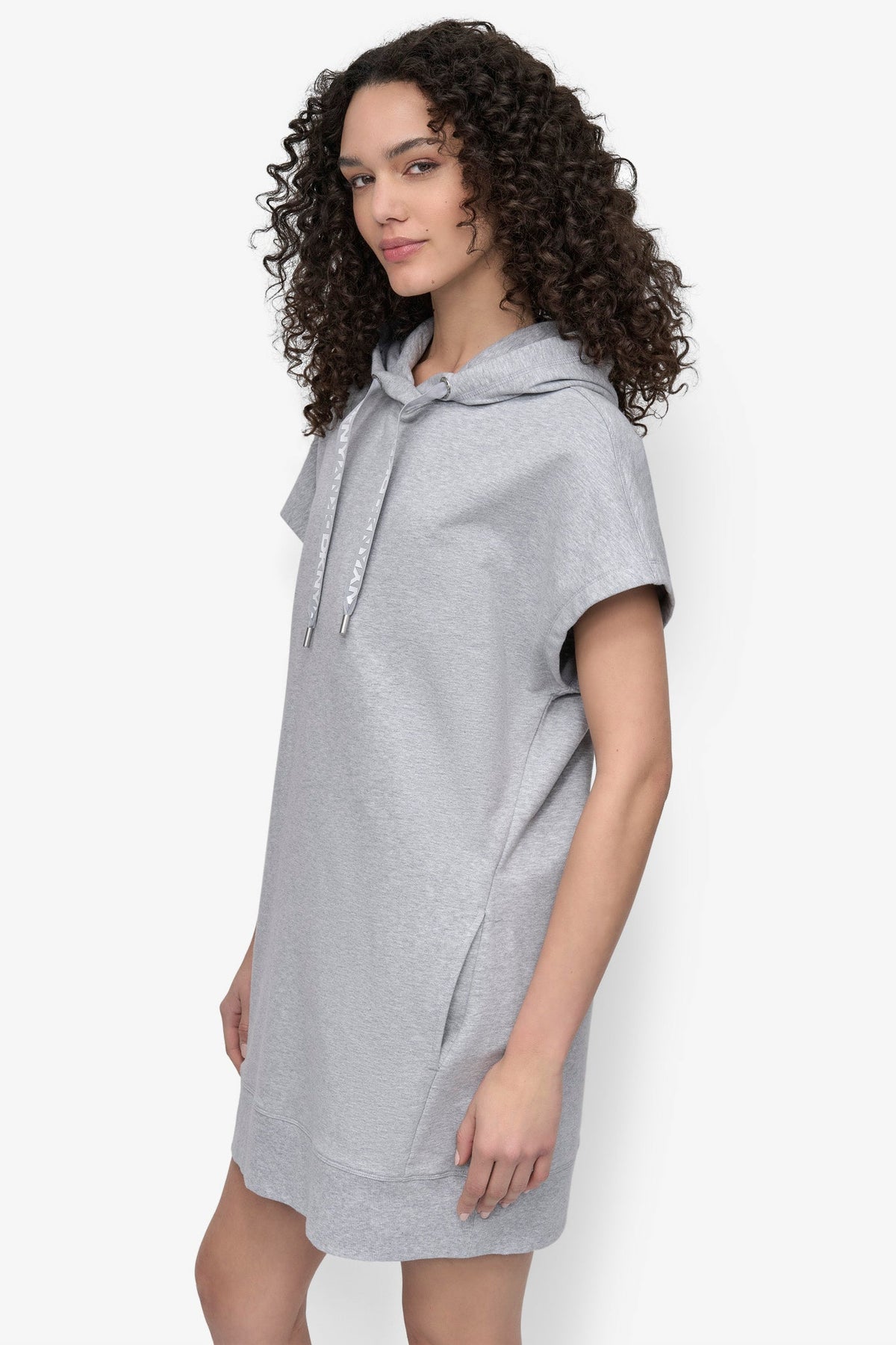 TWO TONE LOGO DRAWCORD SNEAKER DRESS - Pearl Grey Heather | DKNY