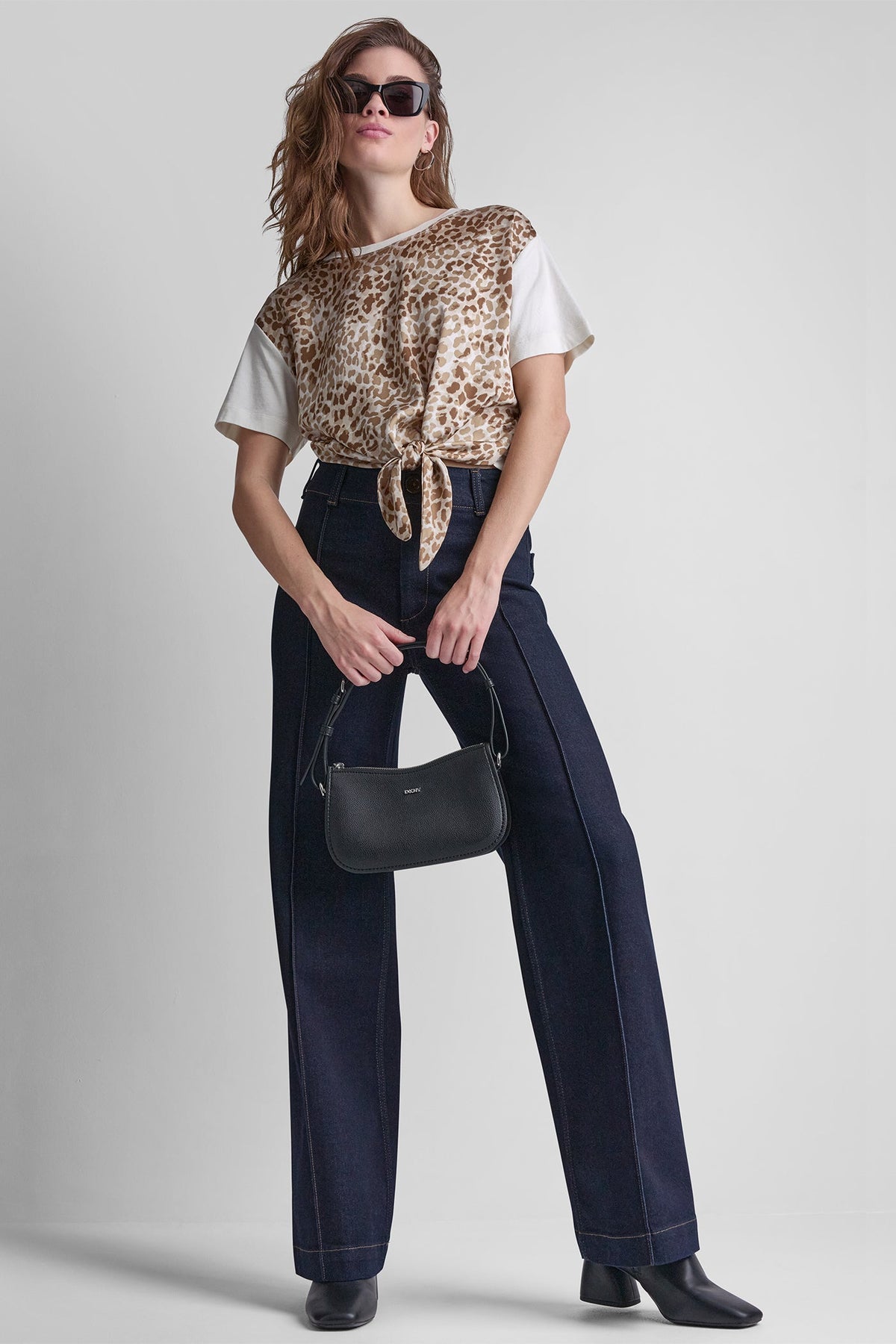HIGH-RISE PINTUCKED WIDE-LEG JEAN - Bankers Ink | DKNY