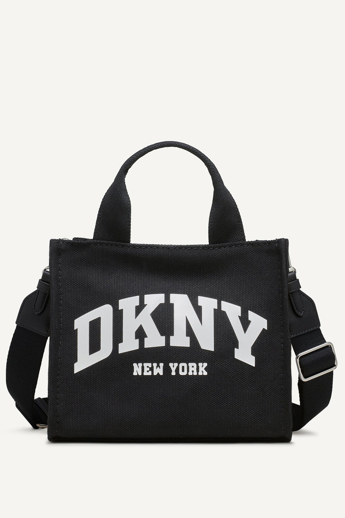 HADLEE CANVAS SMALL LOGO TOTE - LIGHT CITY KHAKI/ BLACK | DKNY