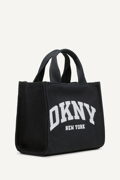 HADLEE CANVAS SMALL LOGO TOTE - LIGHT CITY KHAKI/ BLACK | DKNY