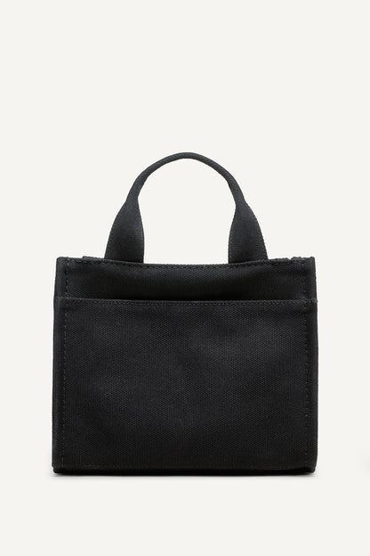 HADLEE CANVAS SMALL LOGO TOTE - LIGHT CITY KHAKI/ BLACK | DKNY