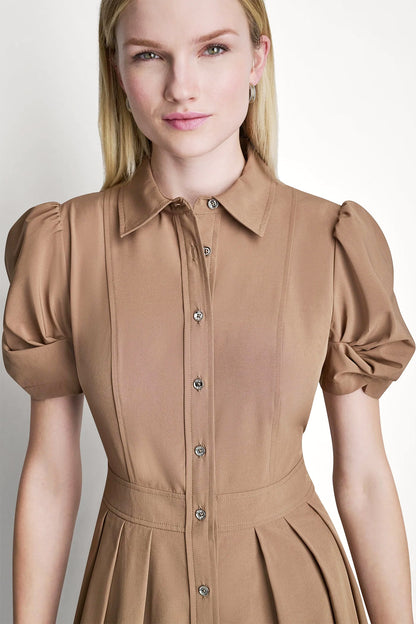 MEMORY TAFFETA MIDI SHIRT DRESS - Coco Creme | DKNY