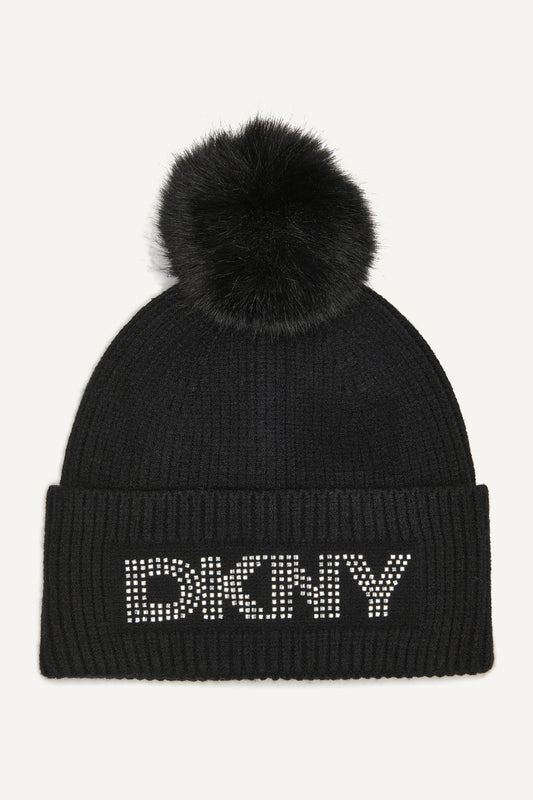 DISCO DKNY FAUX FUR POM HAT - Black | DKNY