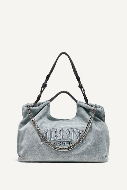 MABEL DENIM LARGE LOGO TOTE - Acid Wash | DKNY