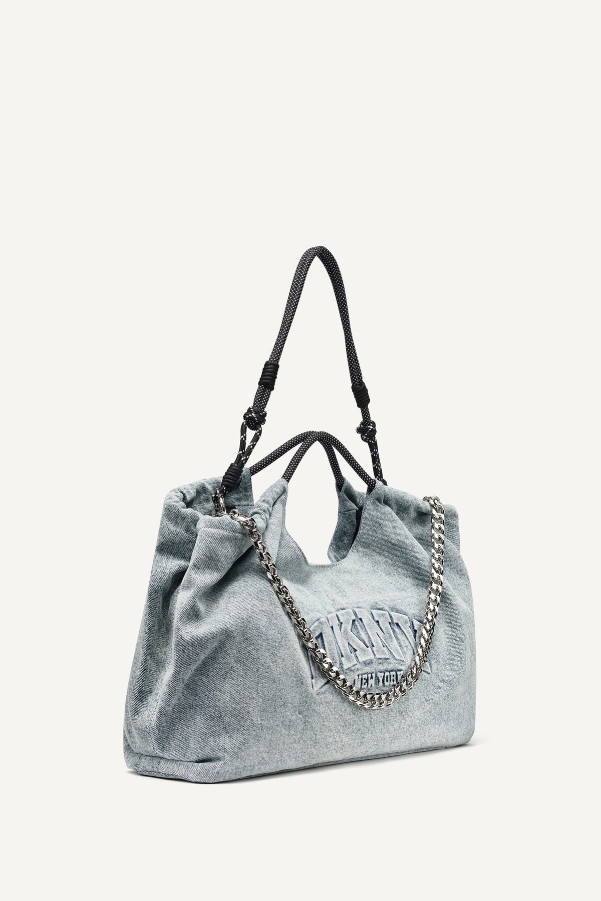 MABEL DENIM LARGE LOGO TOTE - Acid Wash | DKNY