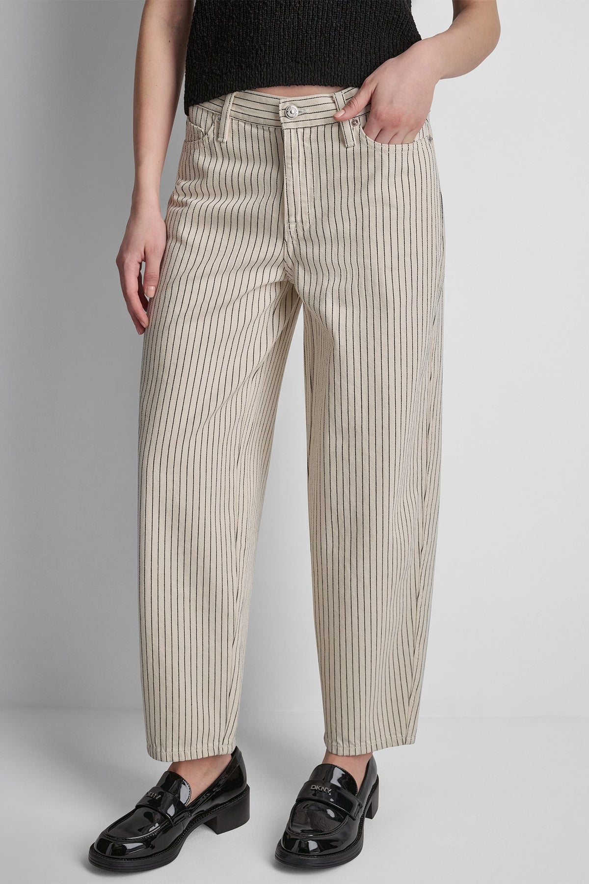 MID-RISE BABY BARREL LEG - Woodsmoke Autumn Stripe | DKNY
