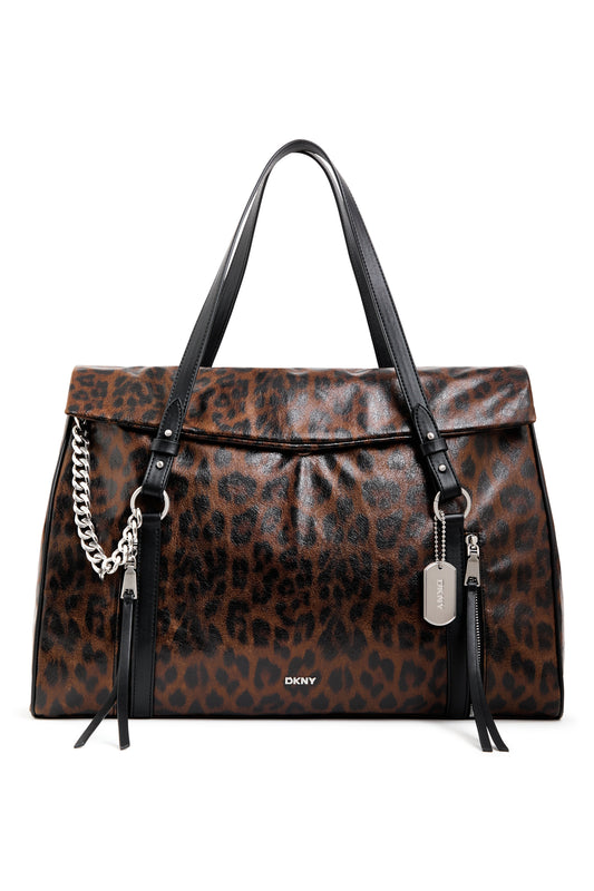SKYE LARGE SATCHEL - Leopard | DKNY