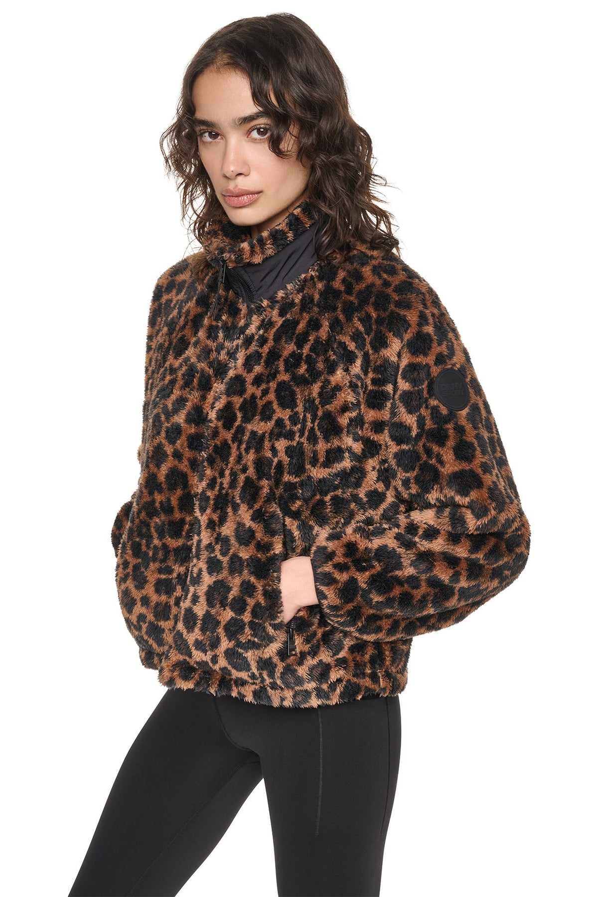 PRINTED SHERPA JACKET - Leopard Caramel | DKNY