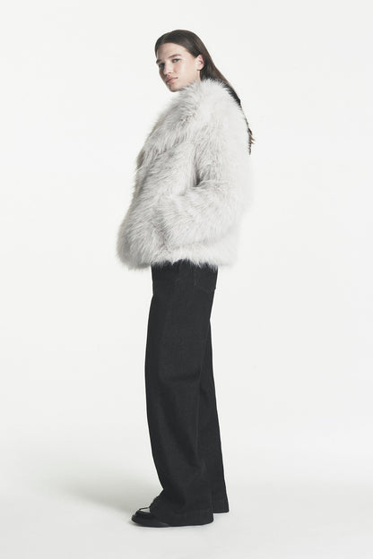 SHORT FAUX FUR JACKET - Cream | DKNY