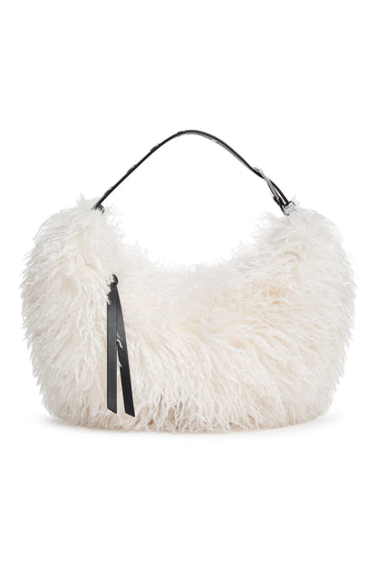 RANNA FAUX FUR SMALL HOBO BAG - Natural/Black | DKNY