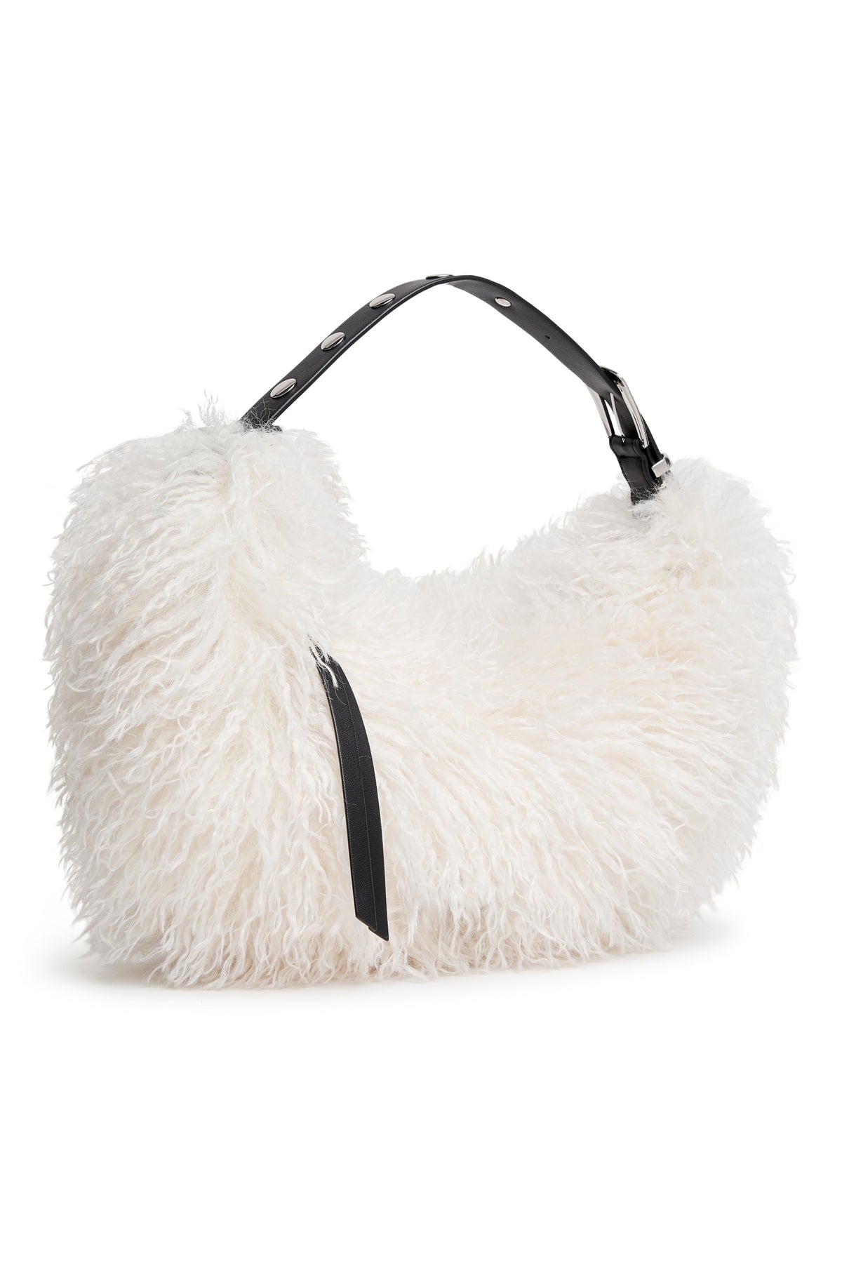 RANNA FAUX FUR SMALL HOBO BAG - Natural/Black | DKNY