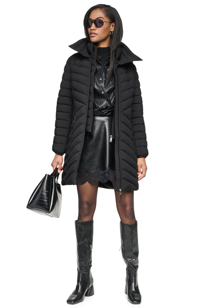 HOODED STAND COLLAR PUFFER - BITTER | DKNY