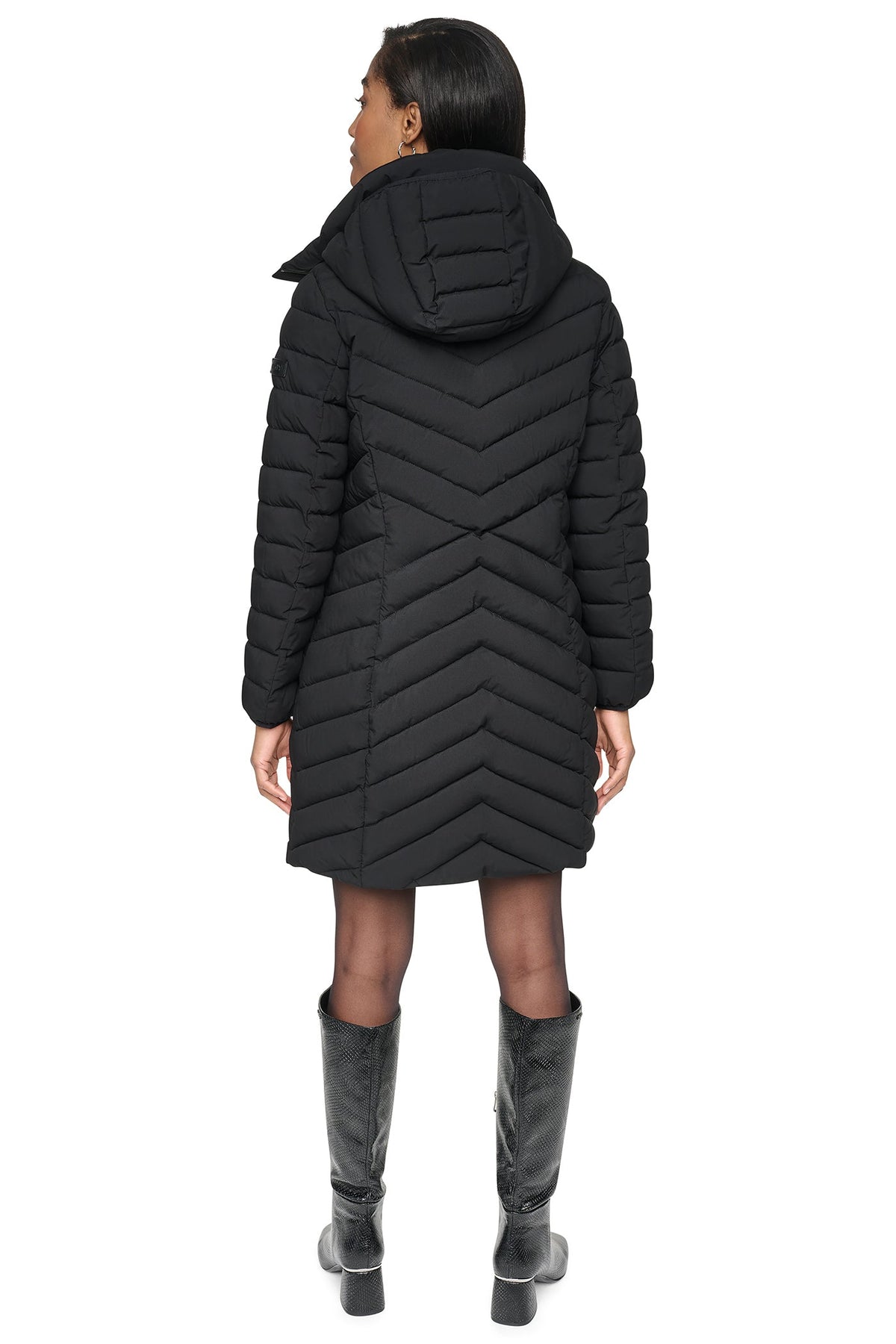 HOODED STAND COLLAR PUFFER - BITTER | DKNY
