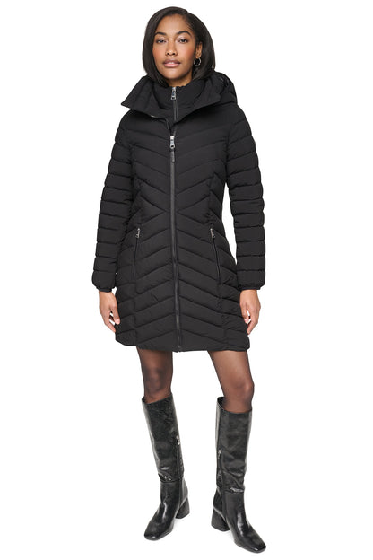HOODED STAND COLLAR PUFFER - BITTER | DKNY