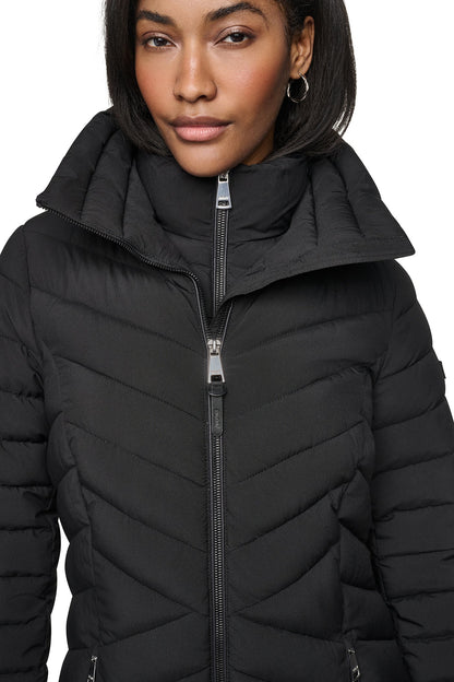 HOODED STAND COLLAR PUFFER - BITTER | DKNY