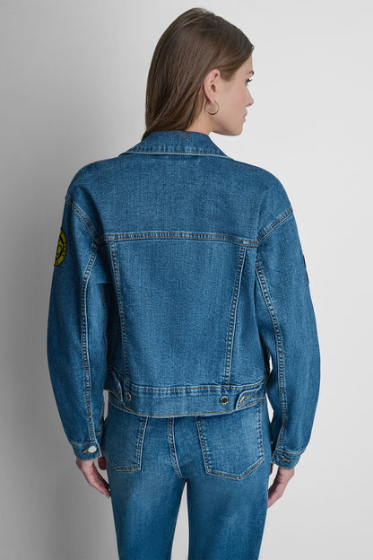 DENIM PINS AND PATCHES TRUCKER JACKET - Tribeca | DKNY