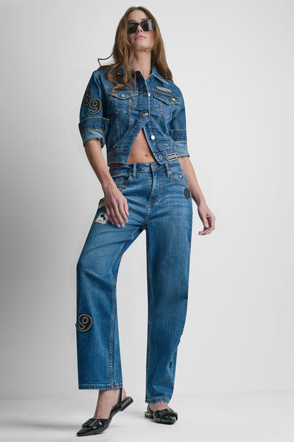 DENIM PINS AND PATCHES TRUCKER JACKET - Tribeca | DKNY