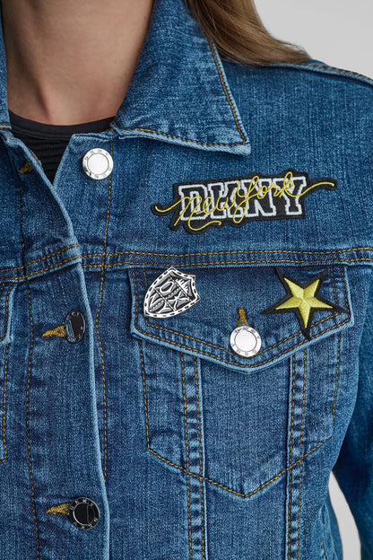 DENIM PINS AND PATCHES TRUCKER JACKET - Tribeca | DKNY