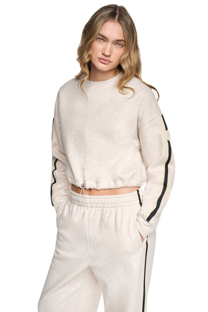 CROPPED STRIPED SWEATSHIRT - Cortado Heather | DKNY