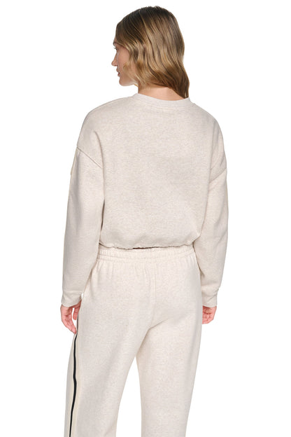 CROPPED STRIPED SWEATSHIRT - Cortado Heather | DKNY