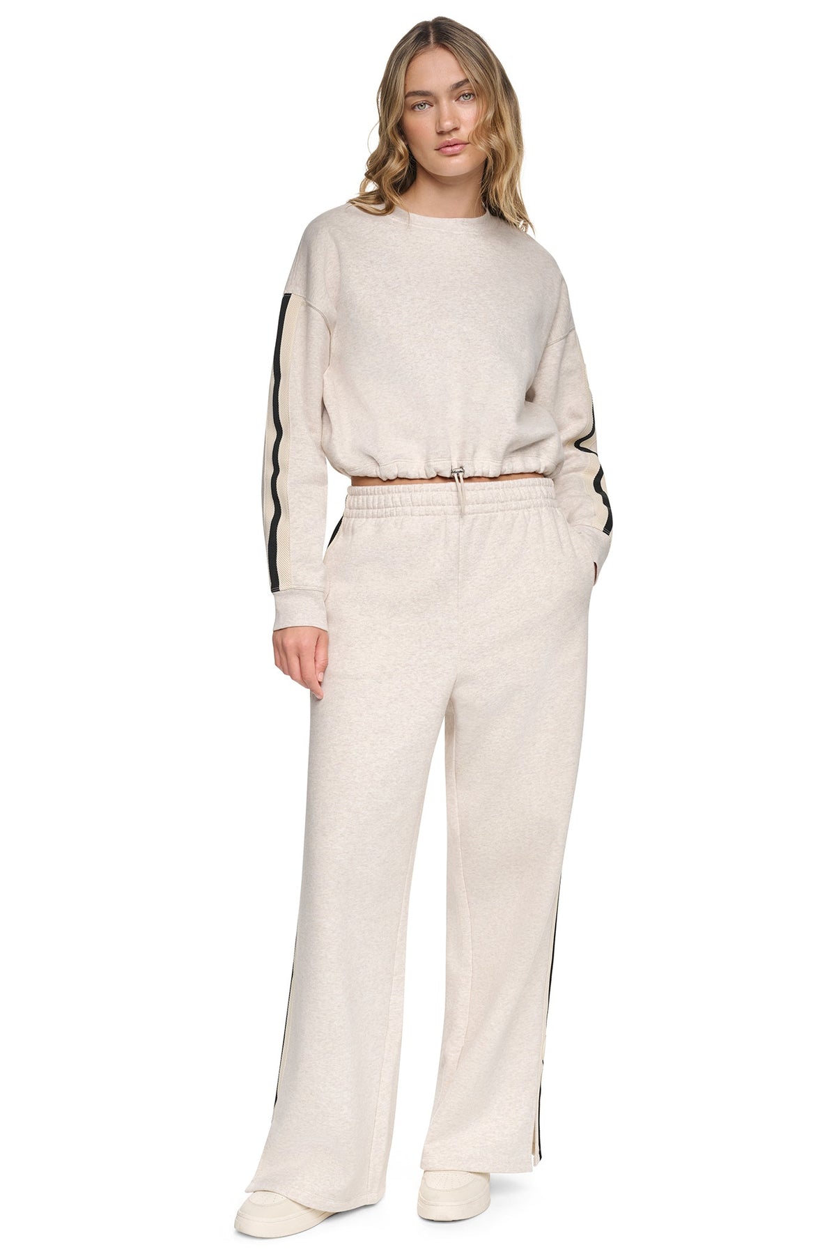 CROPPED STRIPED SWEATSHIRT - Cortado Heather | DKNY