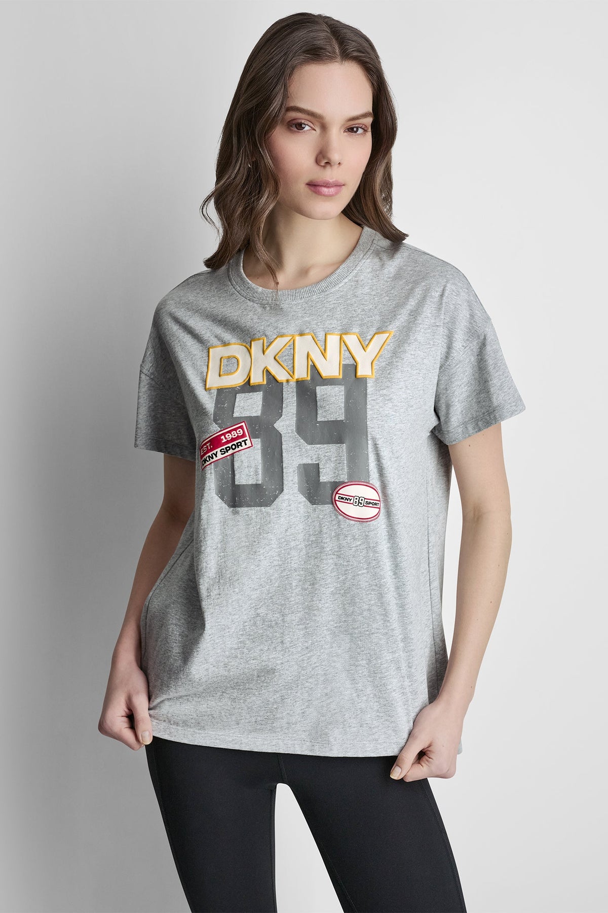 CAMPUS PATCH DROP SHOULDER TEE - Eggnog | DKNY