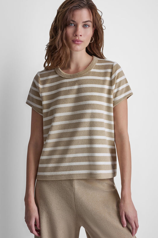 TOWELLING TERRY CREW NECK TEE - Travertine/Eggnog | DKNY